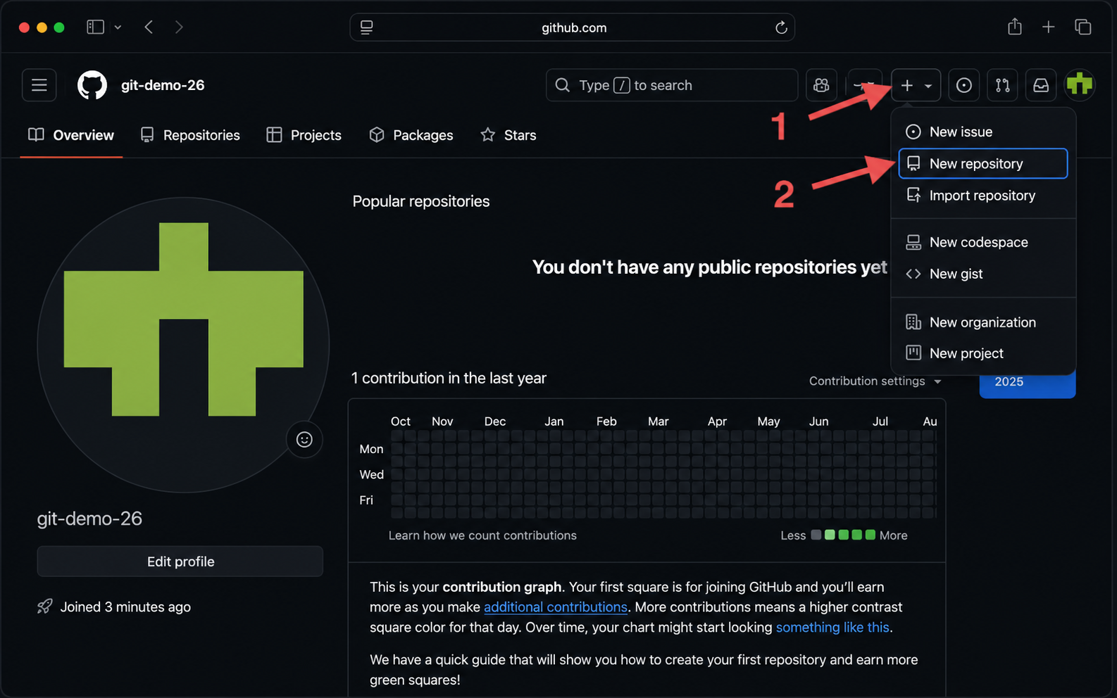 GitHub Repository Creation screenshot